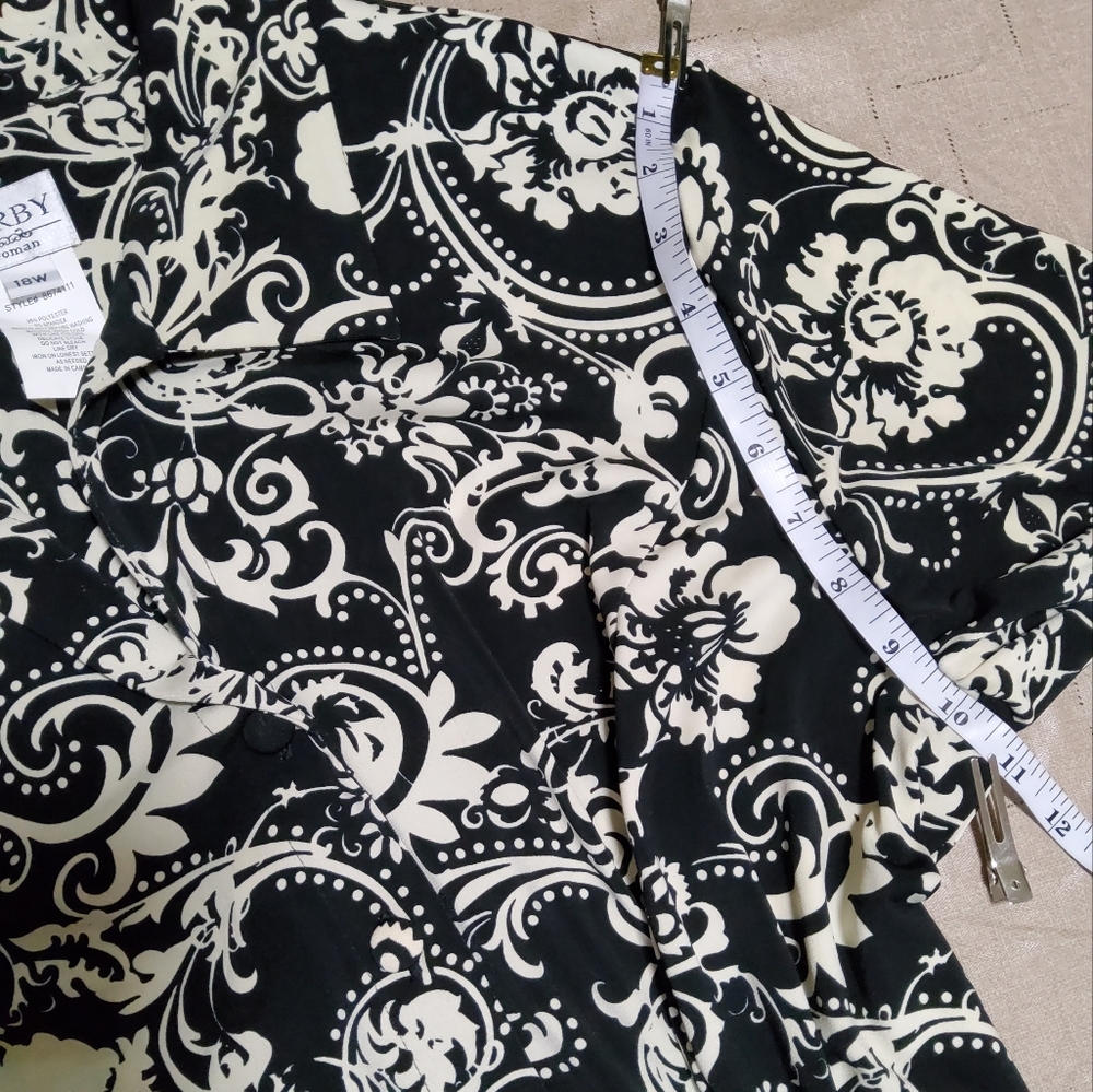 Dorby Woman Stretch Balck/Cream Boho Print Shift Dress Size 18W - Picture 6 of 9